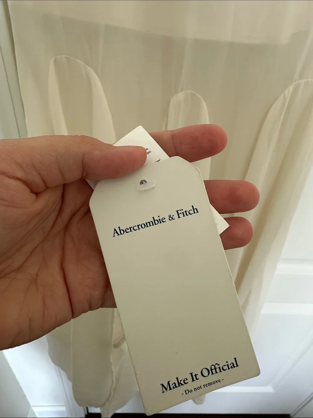Abercrombie & Fitch Cream V-Neck Sheer-Panel Maxi Dress